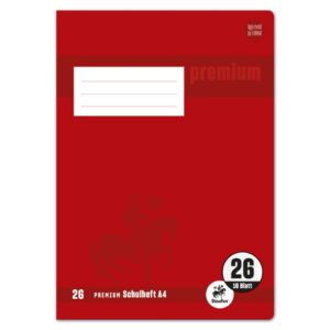 Heft PREMIUM LIN 26 - A4, 16 Blatt, 90 g/qm, 5 mm kariert mit Rand
