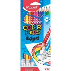 Farbstiftetui Color'Peps OOPS - 12 Farben sortiert, mit Radiergummi
