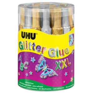 Young Creativ' Glitter Glue ORIGINAL - 24 Tuben à 76 g,16 x gold+ 8 x silber
