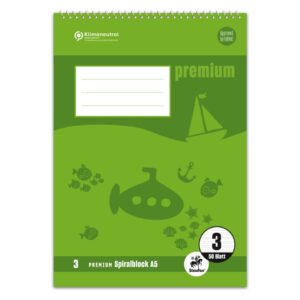 Spiralblock PREMIUM LIN 3 - A5, 40 Blatt, liniert