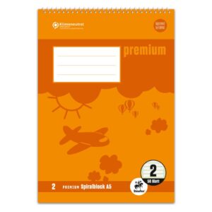 Spiralblock PREMIUM LIN 2 - A5, 40 Blatt, liniert
