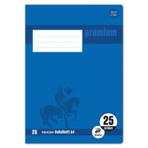 Heft PREMIUM LIN 25 - A4, 16 Blatt, 90 g/qm, PREMIUM LIN iert mit Rand