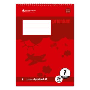 Spiralblock PREMIUM LIN 7 - A5, 40 Blatt, 7 mm kariert