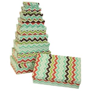 Geschenkkarton Zacken bunt - 10-tlg. flach