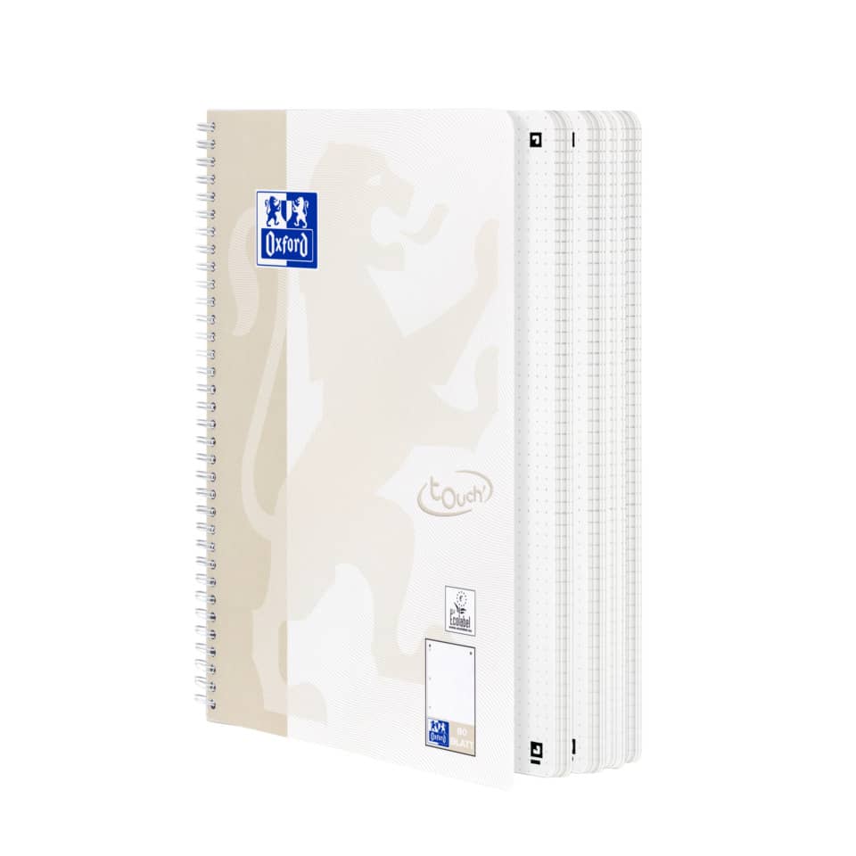Collegeblock Touch - A4+, punktkariert, 80 Blatt, 90 g/qm, beige