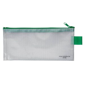 Reißverschlusstaschen - transparent/grün, A6, 200 x 100 mm