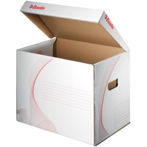 Archivcontainer mit Klappdeckel, A4, Wellpappe, weiß