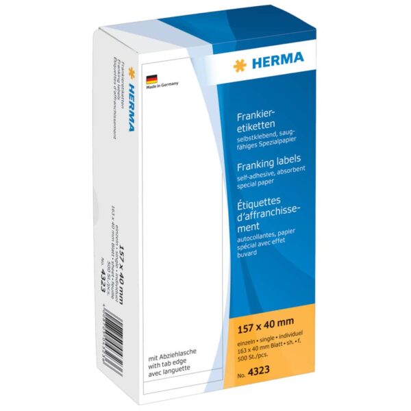 4323 Frankier-Etiketten - einzeln mit Abziehlasche, 157x40 mm, 500 Stück