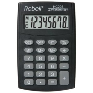 Taschenrechner - Batteriebetrieb, 8-stellig, LCD-Display, schwarz