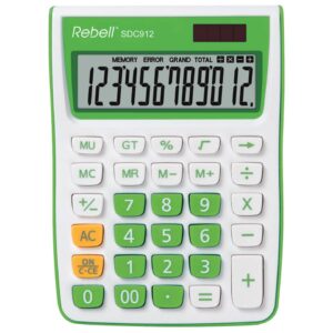 Tischrechner - Solar-/Batteriebetrieb, 12-stellig, LCD-Display, weiß/grün