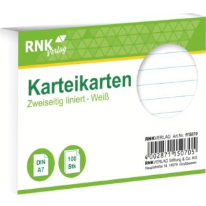 Karteikarten - DIN A7, liniert, weiß, 100 Karten