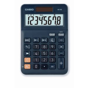 Tischrechner MS-8E - Solar-/Batteriebetrieb, 8stellig, LC-Display, silberblau