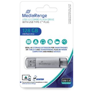 USB Stick 3.0 - 128 GB, Kombo-Stick mit USB Type-C Stecker, silber