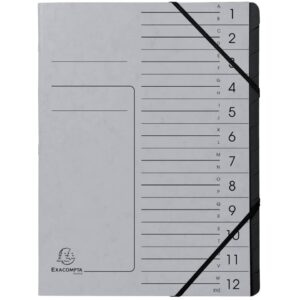Ordnungsmappe - 12 Fächer, A4, Colorspan-Karton, grau