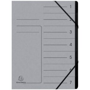 Ordnungsmappe - 7 Fächer, A4, Colorspan-Karton, grau