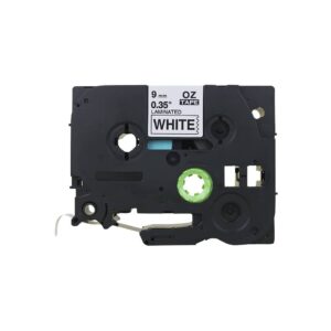 Schriftband TZe-221 kompatibel - 9 mm x 8 m, schwarz auf weiß