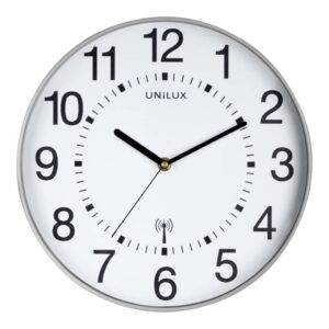 Wanduhr WAVE - Ø 30 cm, Funkwanduhr, metallgrau