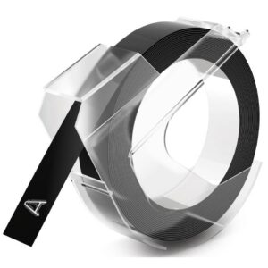 Prägeband - 9 mm x 3 m, glänzend schwarz