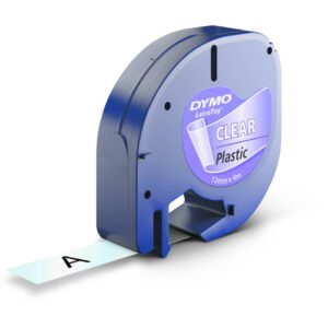 Schriftbandkassetten Kunststoff - laminiert, 12 mm x 4 m, schwarz auf transparent