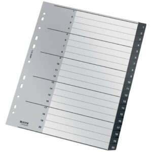 1211 Ordnerregister Recycle - 1-20, A4 extra breit, PP, 20 Blatt, schwarz