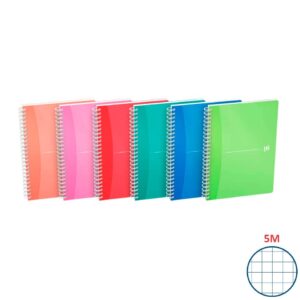 Office My Colours - A5, kariert, Kopfleiste / Doppelrand, Spiralbuch, 90 Blatt, sortiert