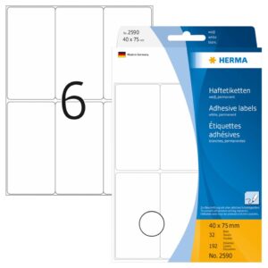 2590 Vielzwecketiketten - weiß, 40x75 mm, matt, 192 Stück