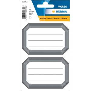 5719 Schuletiketten neutral grau Liniert 82x55 mm