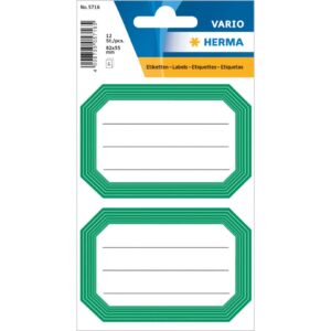 5716 Schuletiketten neutral grün Liniert 82x55 mm