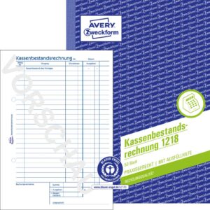 1218 Kassenbestandsrechnung Recycling - A5, MP, BP, 50 Originale