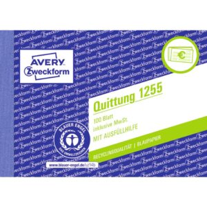1255 Quittung inkl. MwSt. Recycling - A6 quer, MP, BL, 2x 50 Blatt