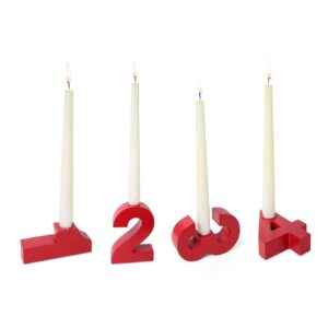 Adventskerzenhalter 1-2-3-4 - Holz, inkl. Kerzen, rot, 4er Set