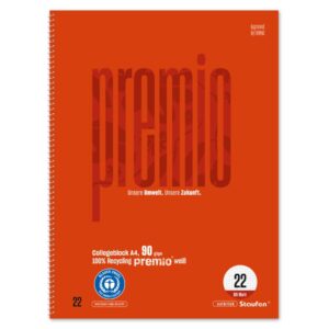 Collegeblock LIN22 - A4, 80 Blatt, 90g/qm, kariert mit Rand innen