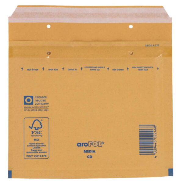 Luftpolstertaschen CD, 180x165 mm, braun, 10 Stück