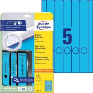 L4749-20 Ordner-Etiketten - schmal/lang, (A4 - 20 Blatt) 100 Stück, blau