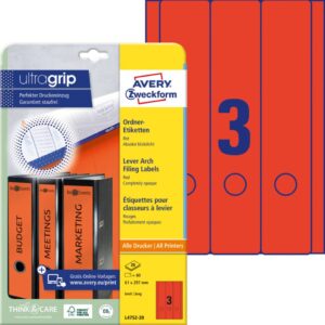 L4752-20 Ordner-Etiketten - breit/lang, (A4 - 20 Blatt) 60 Stück, rot