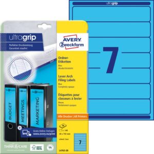 L4763-20 Ordner-Etiketten - schmal/kurz, (A4 - 20 Blatt) 140 Stück, blau