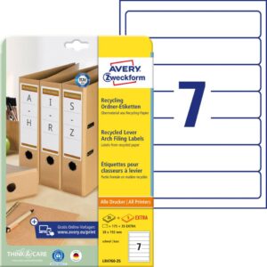 LR4760-25 Recycling Ordnerrücken-Etiketten, schmal/kurz, 38 x 192 mm, weiß, 210 Etiketten