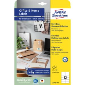 LR3424-10 Recycling Universal-Etiketten - 105 x 48 mm, weiß, 120 Etiketten, permanent