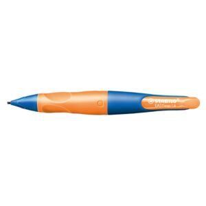 Ergonomischer Druck-Bleistift für Rechtshänder - EASYergo 1.4 in ultramarinblau/neonorange - Einzelstift - inklusive 3 dünner Minen - Härtegrad HB