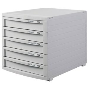Schubladenbox CONTUR - A4/B4/C4, 5 geschlossene Schubladen, lichtgrau
