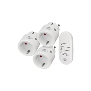 Funkschalt-Set Comfort-Line Mini 3+1, 3er Funksteckdosen Set (Innenbereich, mit Handsender und erhöhtem Berührungsschutz)