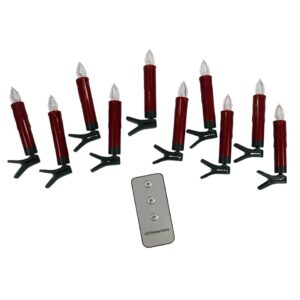 Christbaumkerze LED - inkl Batterien und Fernbedienung, 10 Stück, rot
