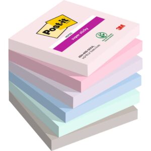 Haftnotiz Super Sticky Notes Soulful Collection - 76 x 76 mm, 6x 90 Blatt, sortiert