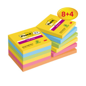 Haftnotizblock Super Sticky Notes Promotion Carnival Collection, 76x76mm, 12x90 Blatt, sortiert