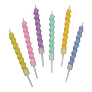 Geburtstagskerzen - 7 x 80 mm, 6 Stück, gedreht, sortiert