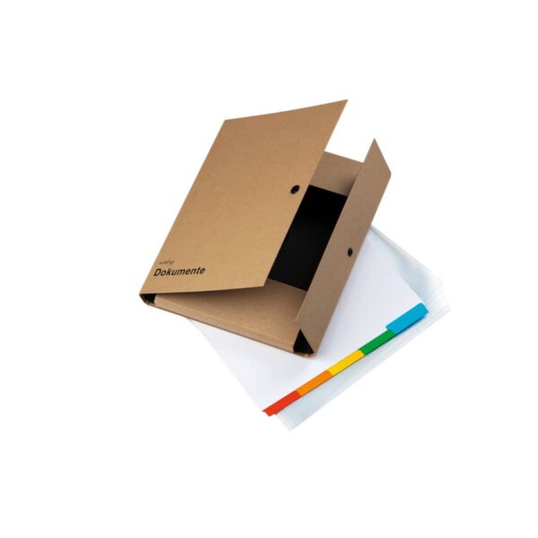 Dokumentenmappe Pur - A4, natur, 5-tlg. XXL-Register und 5 Dokumentenhüllen