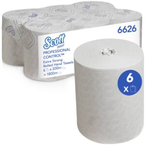 Rollenhandtücher Control - 1-lagig, weiß, 6 Rollen à 300 m, weiß, Extra Strong
