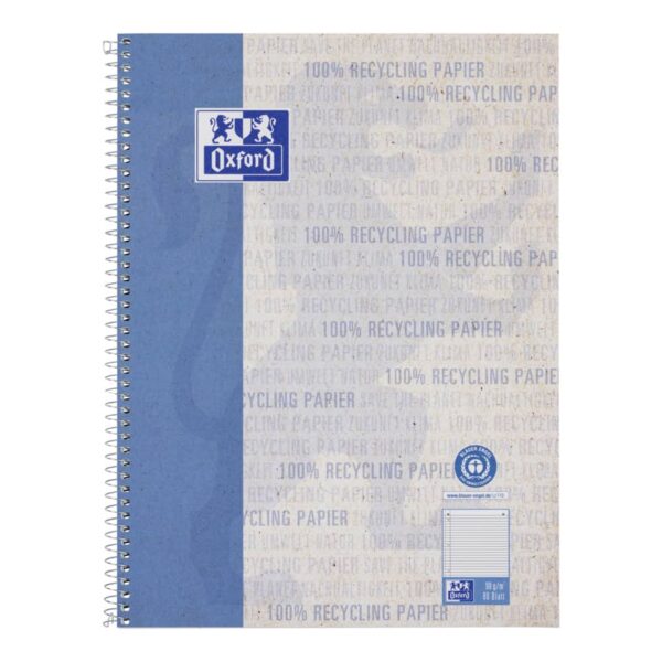 Collegeblock Recycling - A4+, 80 Blatt, liniert Rand links, blau