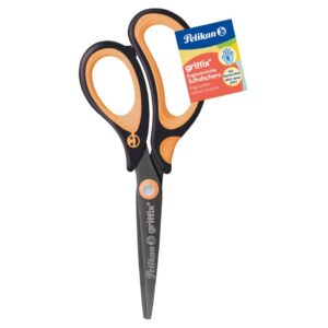 griffix® Schulschere - 14 cm, Neon Black, spitz, inkl. Namenssticker