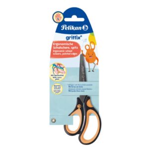 griffix® Schulschere - 15 cm, Neon Black, spitz, inkl. Namenssticker, Blister